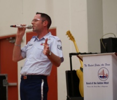 Photograph of SSgt. Geoffrey Fisher, singer with The Commanders Jazz 
  Band, from the US Air Force
  Band of the Golden West